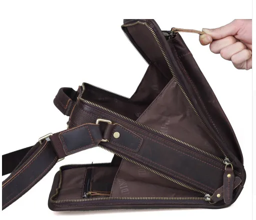Vertical Real Genuine Leather Bags Tote Organizer Bag For Men Crazy Horse Leather Cross Body Messenger Bag Vintage Wild Style
