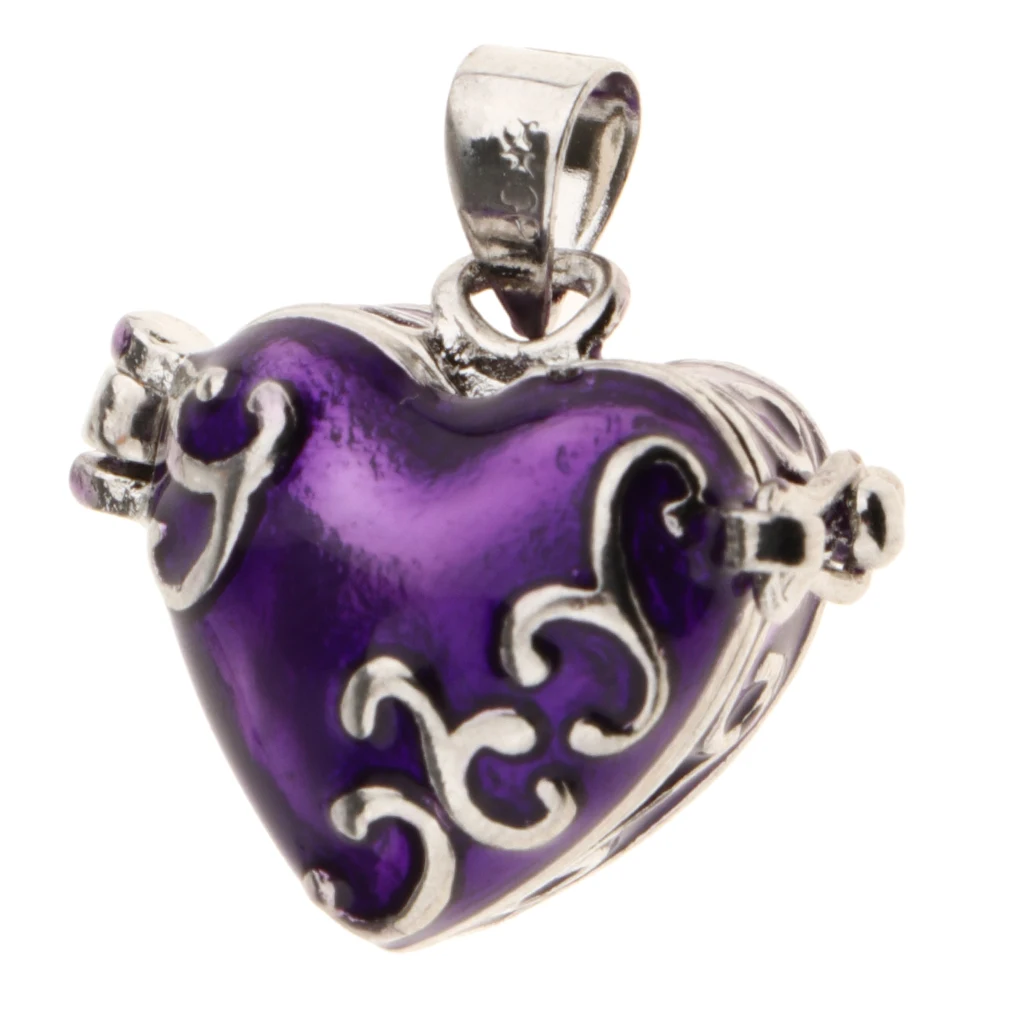 Purple Enamel Heart Pendant Cremation Jewelry Funeral Ash Urn Necklace Chain