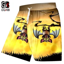 OGKB унисекс крутые пляжные шорты с принтом летучая мышь Луна 3D пляжные шорты для женщин/мужчин Высокая талия эластичные боксеры и брюки