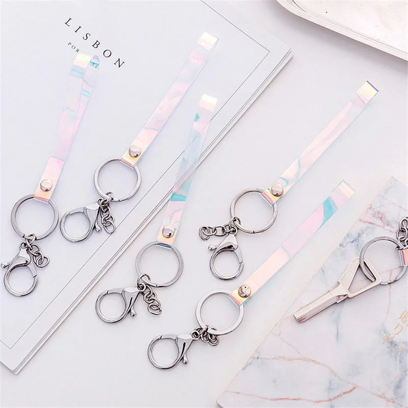 

Transparent Laser Key Chain 4 Pcs/ Set Keychains For Girls Women Creative Student Backpack Bag Pendant Key Rings Accessories
