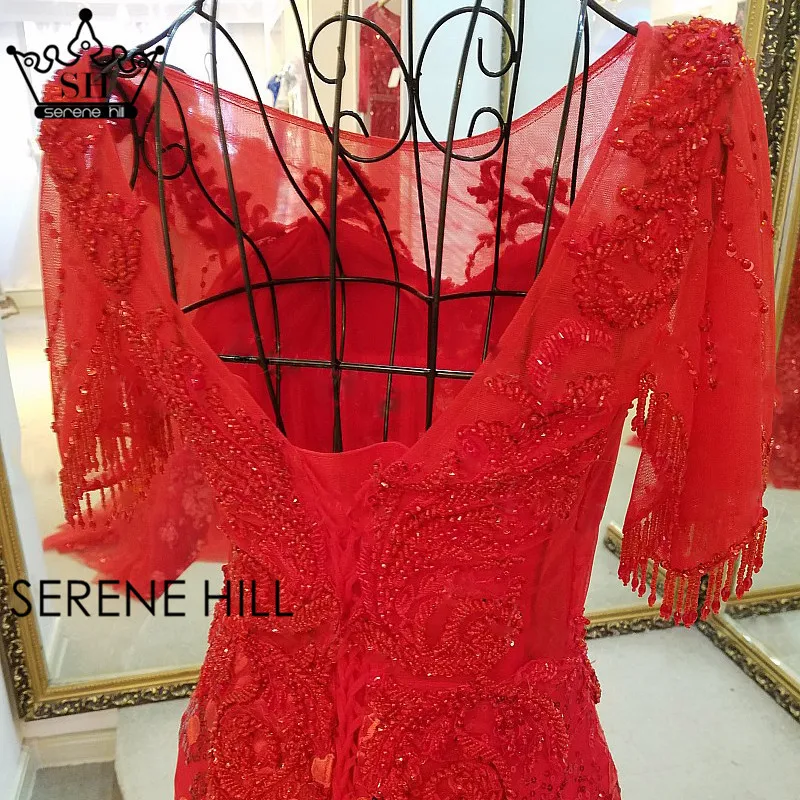 Роскошное Сексуальное Тонкое Тюлевое вечернее платье Русалка длинное красное Бисероплетение блестками вечернее платье De Soiree 2019 настоящая