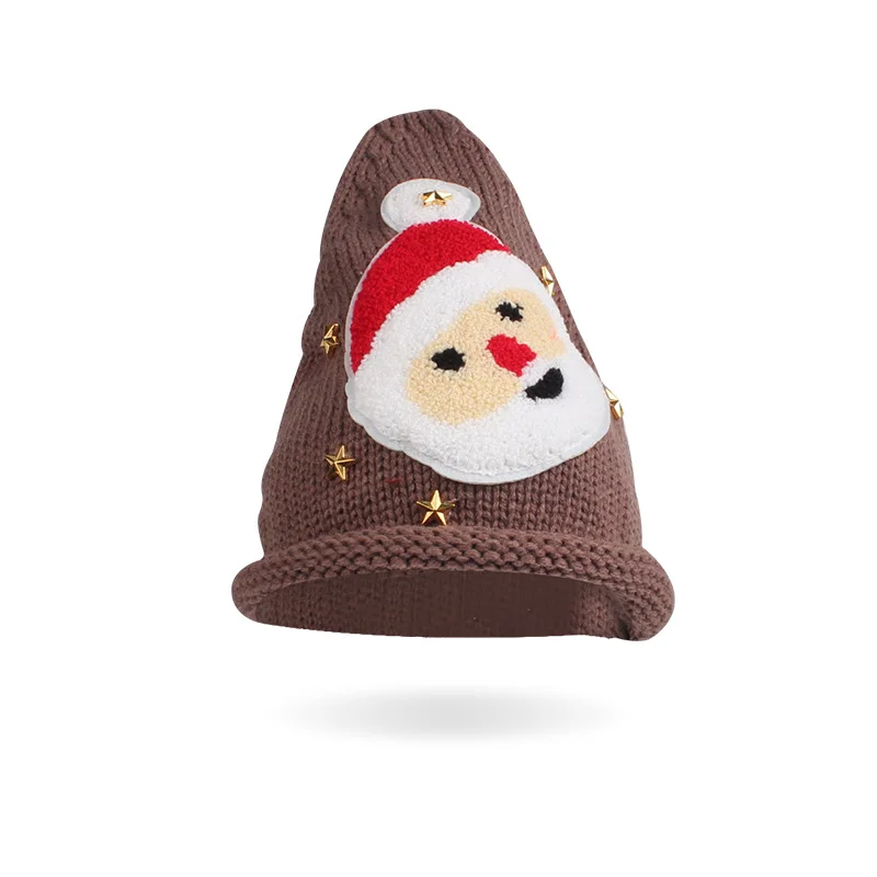 Santa Claus Knitted Children Hat Christmas Mother Kids Hat Winter Crochet Kids Beanie Children New Year Gift Pattern Kids Hat (33)