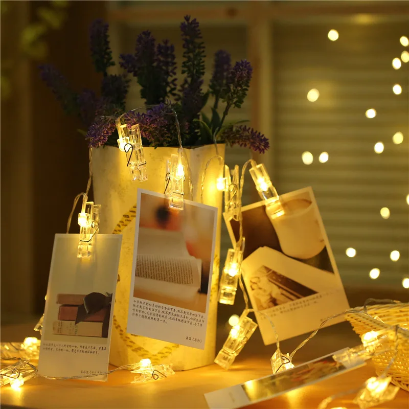 

LBTFA 1M 3M Photo Clip Holder LED String lights For Christmas New Year Party Wedding Home Decoration Fairy lights Battery