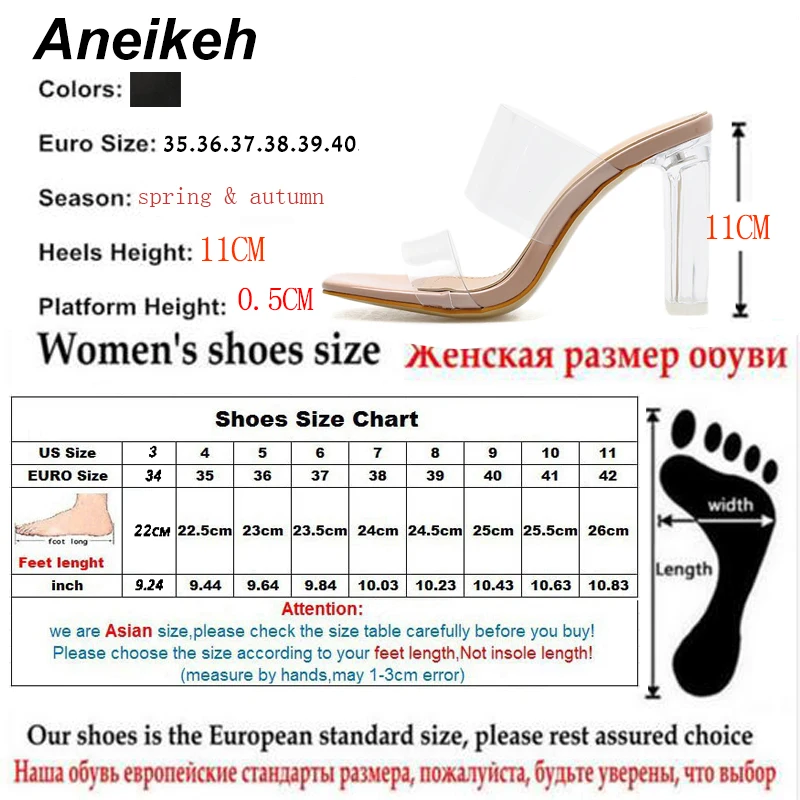 Новые прозрачные тапочки Aneikeh из ПВХ каблук с открытым носком плексигласа