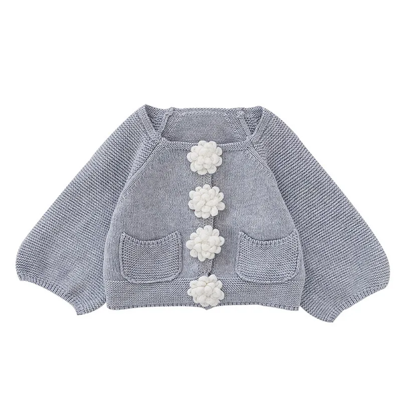 

0-5 Years Baby Girl Cardigan Children Spring Autumn Flower Button Cotton Sweater Jacket For Girls