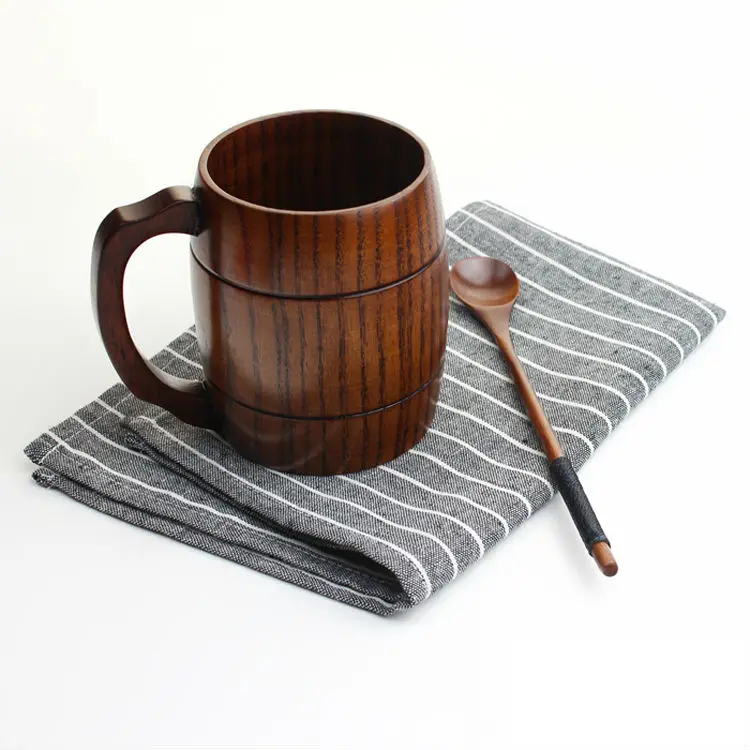 Handcraft Wooden Mug Creative Wood Tumbler Beer Mug Coffee Tea Cup Home Bar Drinkware Wood Gifts (6)