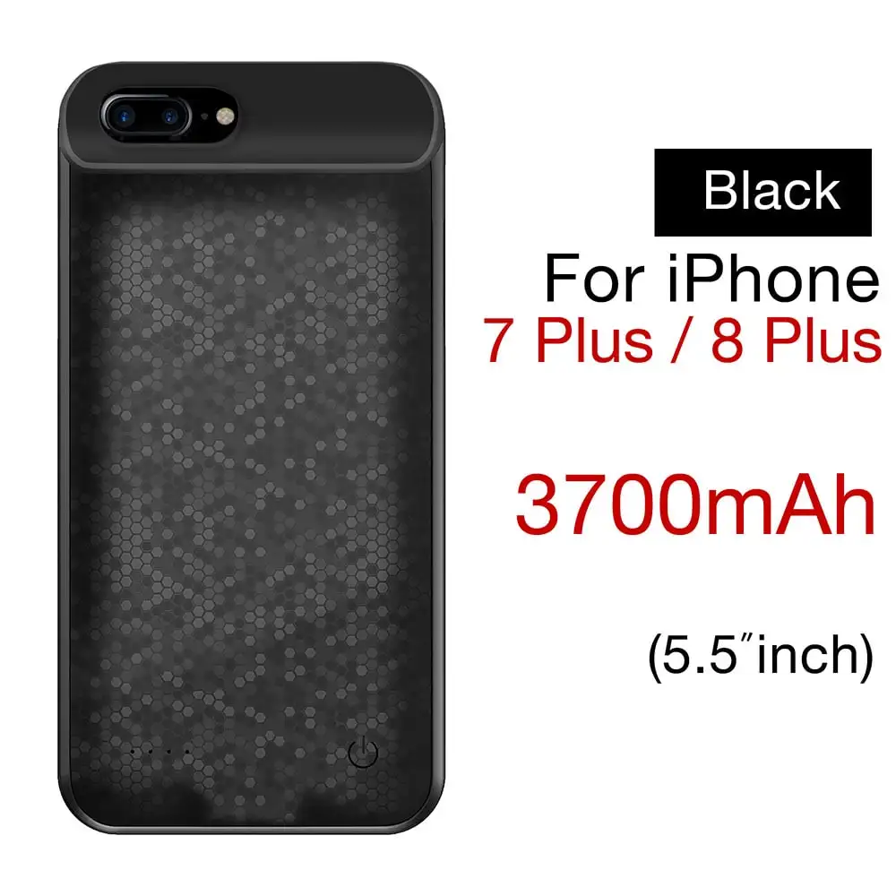 Чехол для зарядного устройства для скворечной комнаты для iPhone 7, 8, 7 Plus, ультра тонкий внешний аккумулятор 2700/3700 мАч, чехол для аккумулятора для iPhone 6, 6s Plus - Цвет: Black for I7P I8P