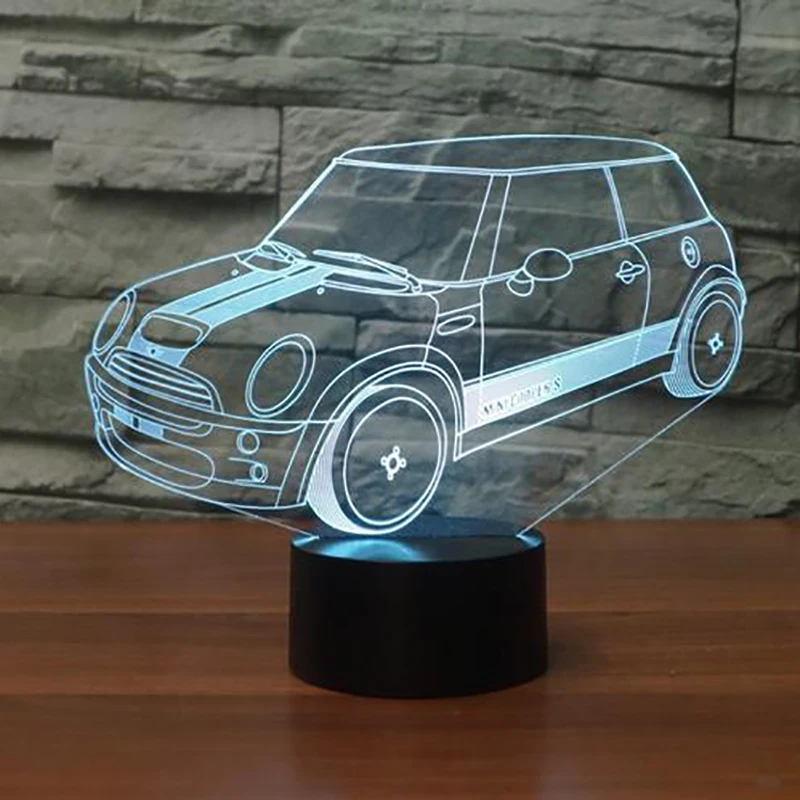 Форма автомобиля светодиодный 3d Ночник Новинка визуальный классический автомобиль USB настольная лампа 7 цветов Изменение сна освещение детские подарки Декор