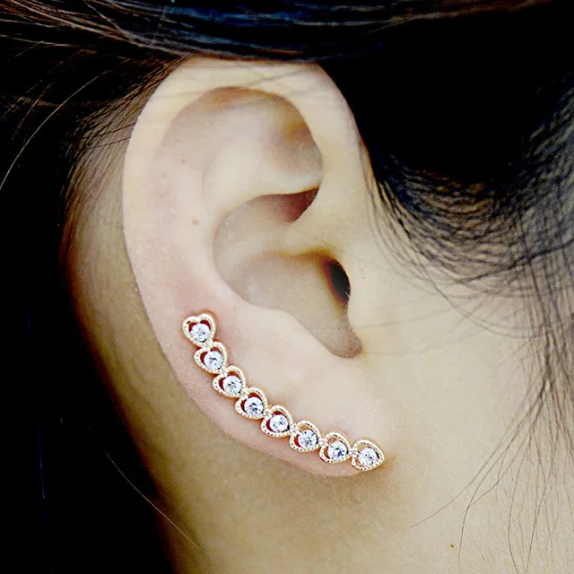 2017 Fashion 16k Gold Plated Color Preserving Bijoux Flashing Hearts 2017 Fashion 16k Gold Plated Color Preserving Bijoux Flashing Hearts Rhinestone Long U Earclips Stud Earrings