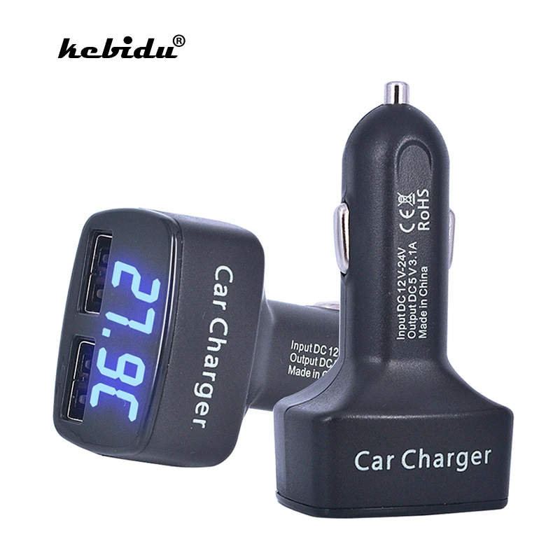Kebidu зарядное устройство для автомобиля с двумя портами USB 5В адаптер 3.1A 2