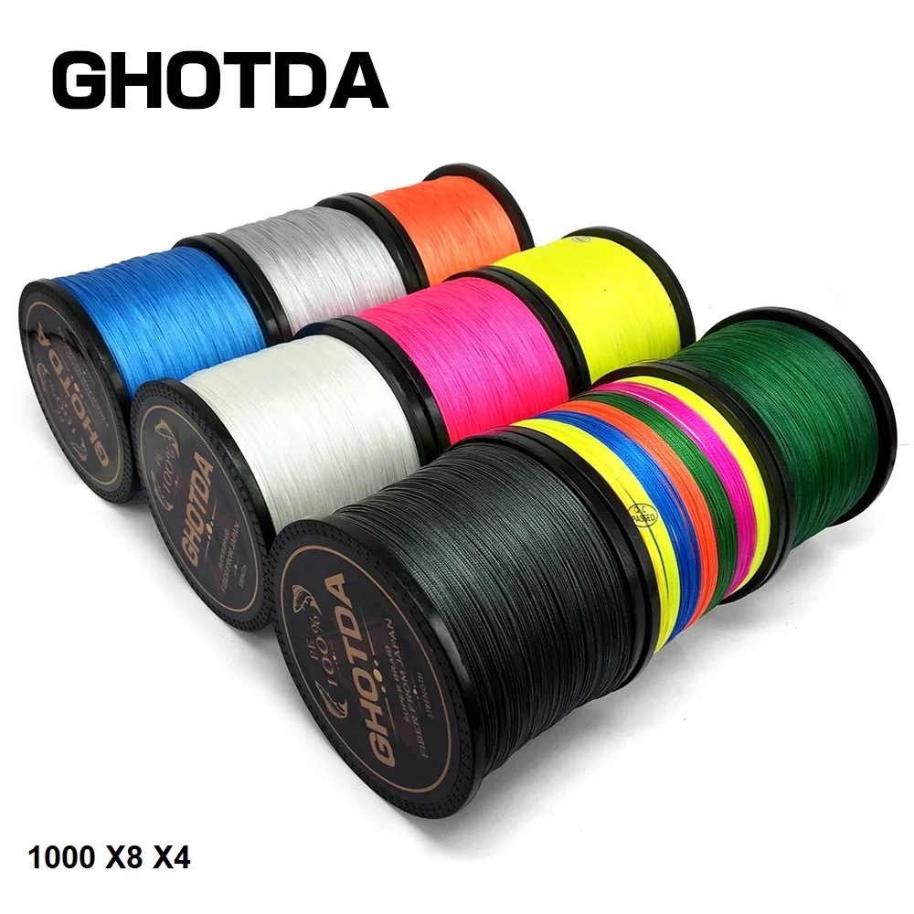 

GHOTDA 8 Strands 4 Strands Japan Super Strong PE Braided Fishing Line Multifilament Fishing Line 1000m Braid Thread 8/4 Braid