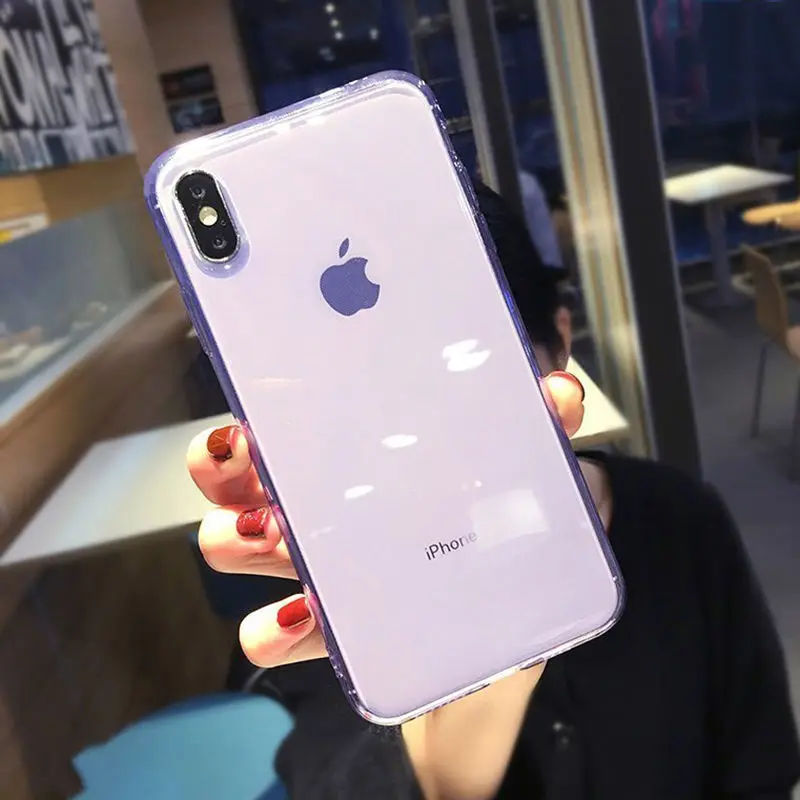Soild Candy Color Anti-knock Transparent Phone Case For iPhone 11 X XS 6 6S 7 8 Plus Soft TPU Colorful Protection Back Cover Soild Candy Color Anti-knock Transparent Phone Case For iPhone 11 X XS 6 6S 7 8 Plus Soft TPU Colorful Protection Back Cover