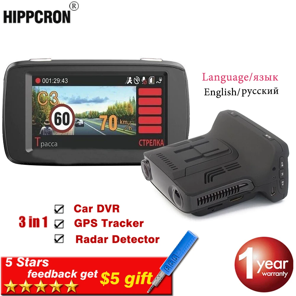 

Car DVR Radar Detector GPS 3 in 1 Russian and English Support with Ambarella A7LA50D HD 1080P 170 degree view Night Vision