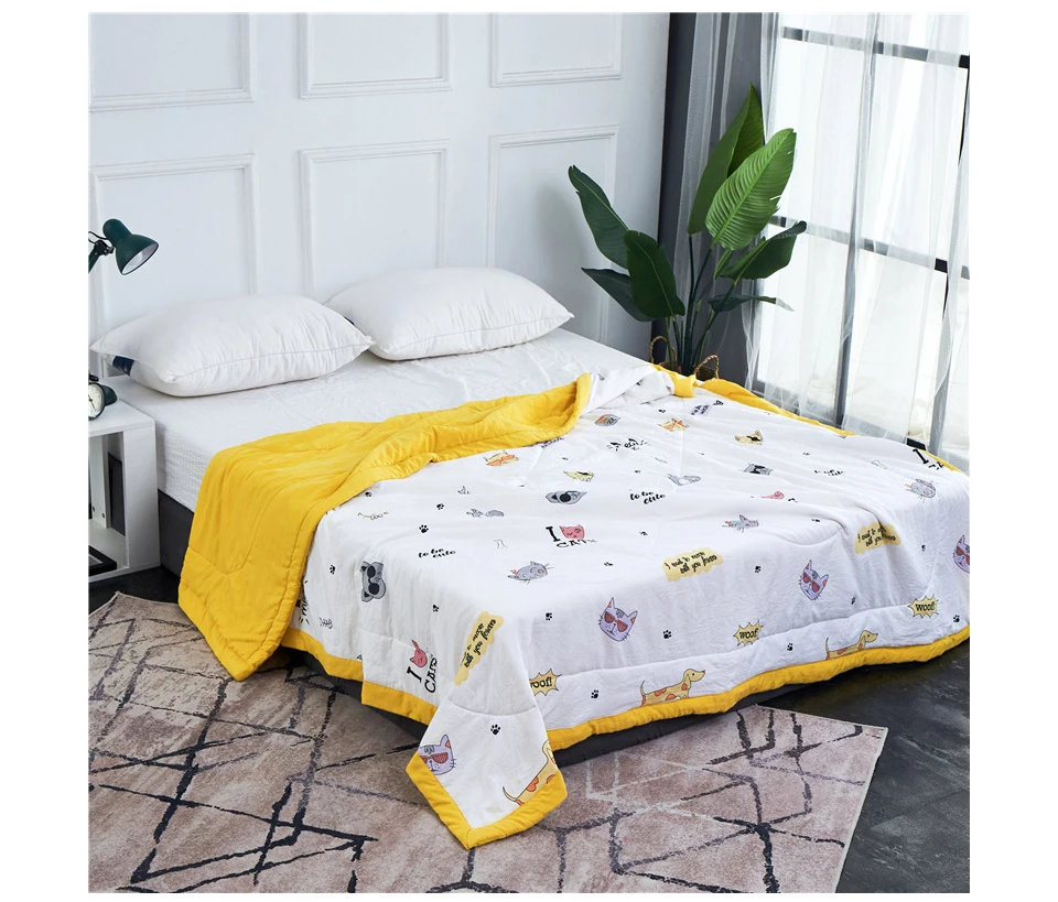 Стеганое одеяло с функцией кондиционирования воздуха летнее однотонное одеяло с принтом Новая модная кровать детское одеяло для взрослых хлопковое постельное белье