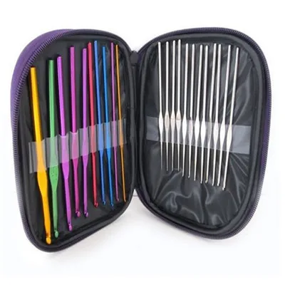 

22 Pcs Set Multi-colour Aluminum Crochet Hooks Needles Knit Weave Craft Yarn Sewing Tools Crochet Hooks Knitting Needles