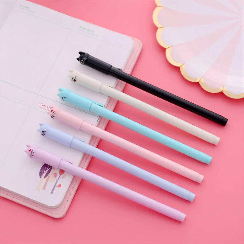 

2019 new cute tail cat gel pen 0.5mm full needle black ink pen school supplies office supplies