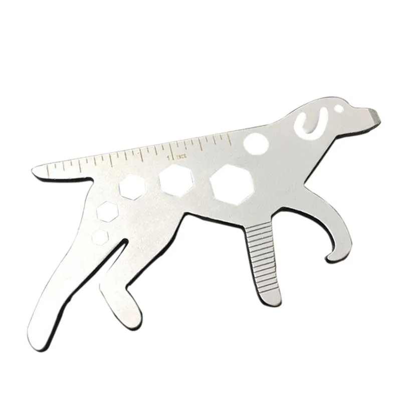 

Multi-Tool Dog Shape Alloy Flat Head Screwdriver Allen Key Spanner Bottle Opener File Ruler Multi Functional Tool
