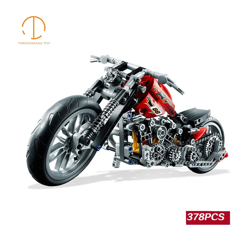 378Pcs Red Motorcycle Exploiture Model Vehicle Building Bricks Block Compatible With Legoed Technic Gift toy for children