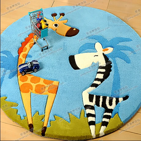 

Child Cartoon Circle Carpet Computer Chair Living Room Coffee Table Handmade Polyacrylonitrile Fiber Carpet