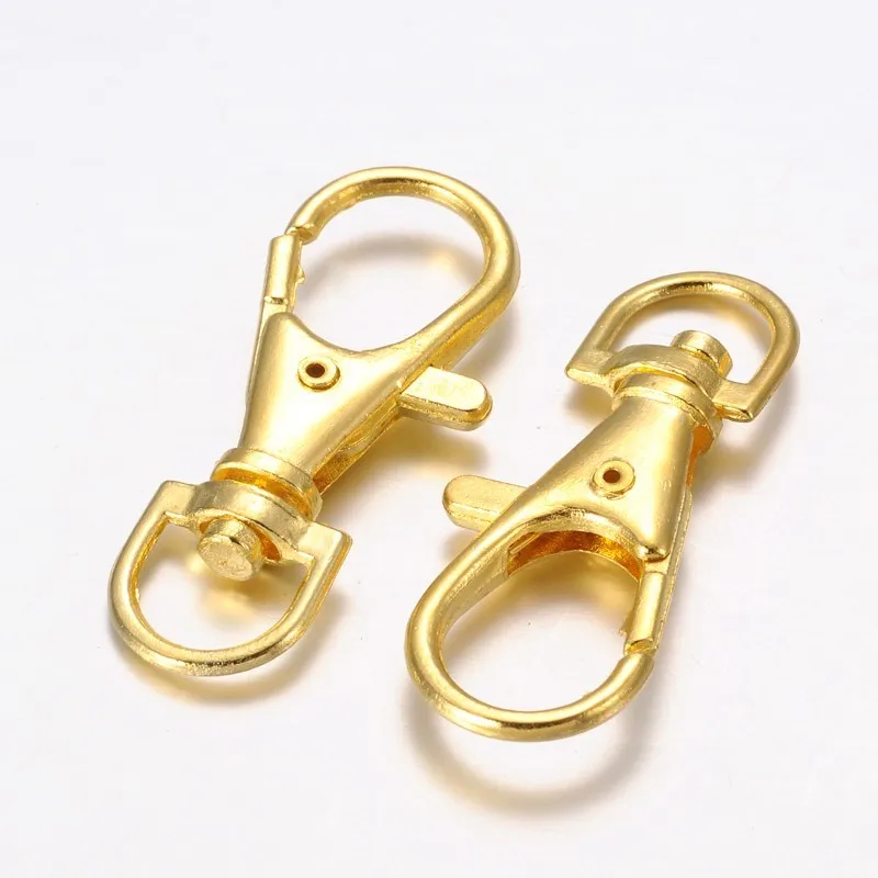 60pcs Alloy Swivel Lobster Claw Clasps Swivel Snap Hook for jewellery making DIY accessories supplies Wholesale F60 - Color: Golden 35x13mm