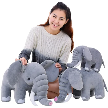 

Candice guo plush toy stuffed doll cute realistic animal gray long nose calf elephant baby birthday gift christmas present 1pc