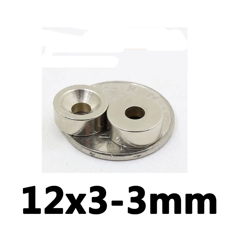 

10pcs 12X3 hole 3MM Ring Round Countersunk Neodymium Magnets With Hole NEW 12*3-3 12mm x 3mm