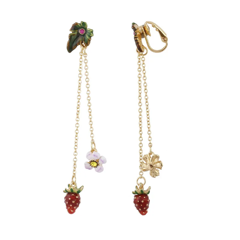 

Leaf Strawberry White Flower Sexy Sweet Earrings Fashion Jewelry Sieraden Joyas Jewellery Boucle D Oreille Earings Studs