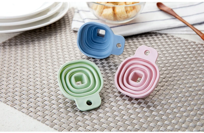 TUUTH Square Protable Mini Silicone Funnel Foldable Style Funnel Hopper Kitchen Cooking Tools Accessories Gadget B4