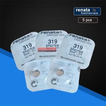 

5pack renata Silver Oxide Watch Battery 319 SR527SW 527 1.55V 100% original brand renata 319 renata 527 battery