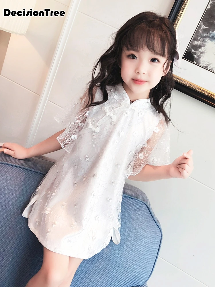 Новое китайское платье красного цвета для детей, китайское платье Ципао для маленьких девочек, традиционное китайское платье