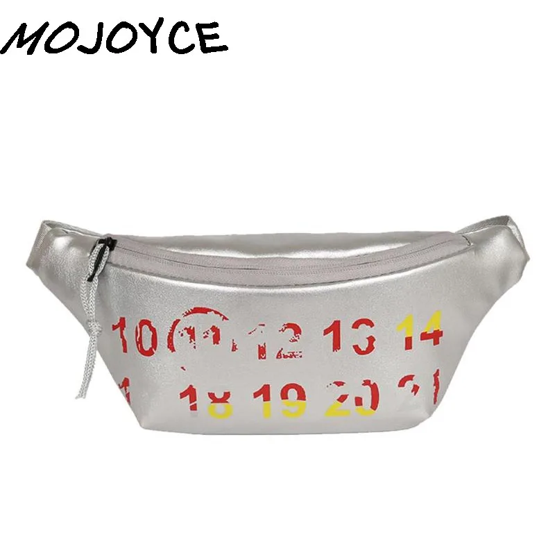 

MOJOYCE Number Printed Leather Waist Fanny Pack Pouch Women Girls Chest Strap Belt Shoulder Bag Street Style NEW Waist Pack