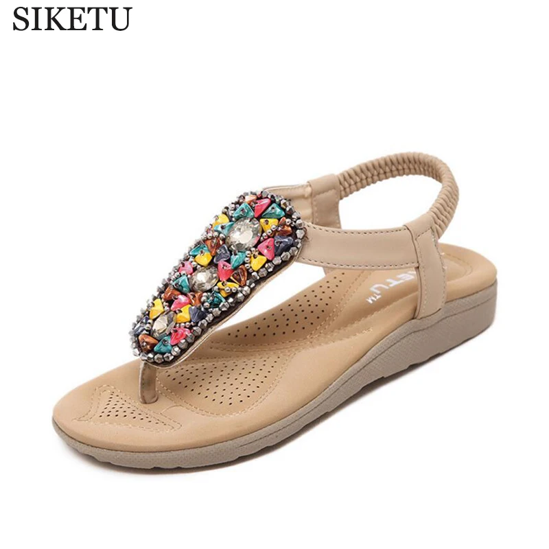 Buy SIKETU 2017 Women sandals comfort flip flops Rhinestone fashion flat plus
