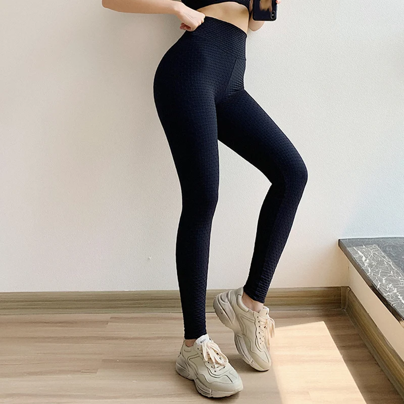 Imlario Scrunch Textured Gym Athletic Booty Leggings Women High Waisted Yoga Fitness Pants Butt Lifting Workout Active Tights - Цвет: black