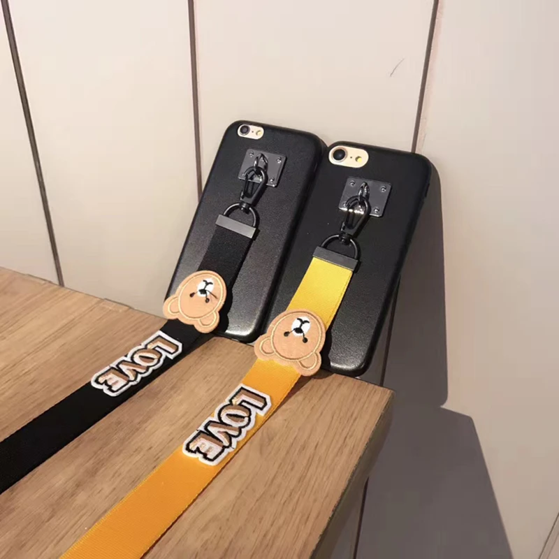 Aoweziic South Korea LOVE bear X XR XS MAX mobile phone shell sheepskin For iPhone6s 7 8plus soft shell lanyard coat female XS