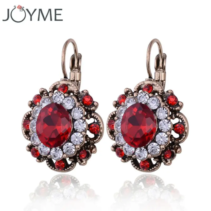 

Free Shipping New Crystal Clip On Earring For Women 5 Colors Vintage Earring Flower Dangle Earing