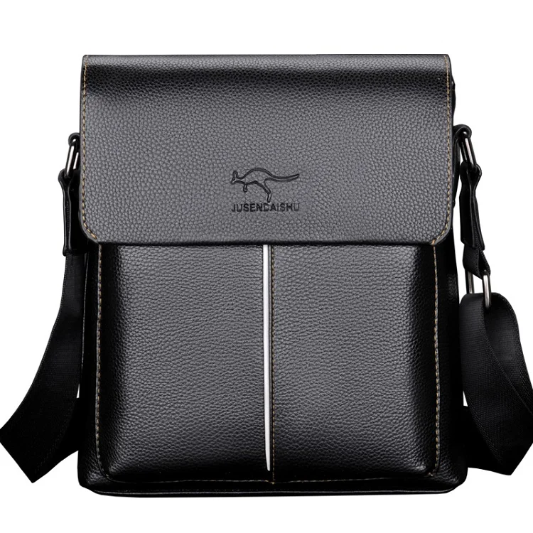 Роскошная брендовая Сумка-кенгуру, мужская кожаная винтажная сумка через плечо, мужская деловая сумка на плечо, мужской офисный портфель - Цвет: Vertical Black