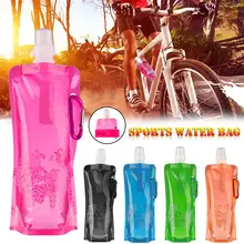 Горячая Экологичная Портативная Складная многоразовая бутылка для воды с карабин, спортивные дорожные складные сумки