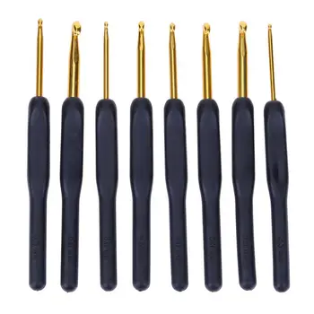 

8pcs/lot Useful Crochet Hooks Sewing Tool Black Soft Handle Hook Knitting Needles Handcrafted Tools Sewing Accessories