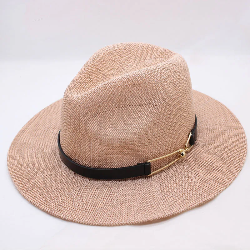 

SUOGRY 2018 New Sun Hat Women Cap Jazz Cap Summer Hat for Girl Beach Cap Grass Yarn Panama Hat