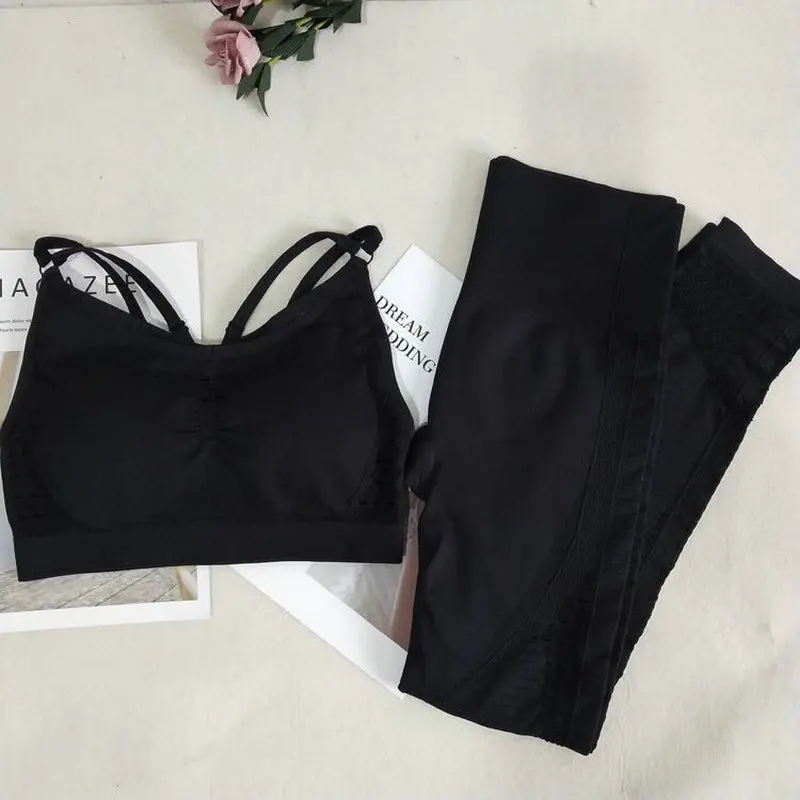 2 pçs sexy esportes ternos sem costura