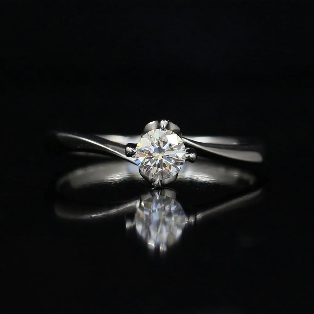 

LASAMERO 0.305CT DE/SI Round Cut Modern Romance Natural Diamond Ring For Women 18k White Gold Certified Engagement Wedding Ring