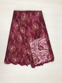 

2018 Latest French Nigerian Laces Fabrics Sequins High Quality Tulle African Laces Fabric Wedding African French Tulle Lace(19-4