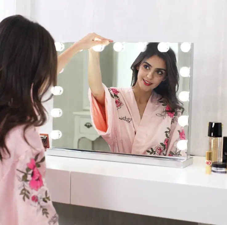 

NEW Frameless Vanity Mirror with Light Hollywood Makeup Lighted Mirror 3 color Light Cosmetic Mirror Adjustable Touch Screen