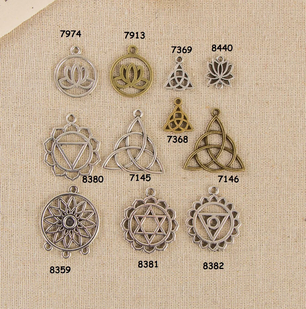 

Mixed 30pcs The Flower of life Charm Chakras Pendant Lotus Flower Charm Jewelry DIY Finding h31