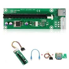 PCI-E Express 1X to 16X Riser Card USB 3.0 Cable Extender Graphic Card Adapter SATA 4Pin-15Pin Power Cable For BTC Mining