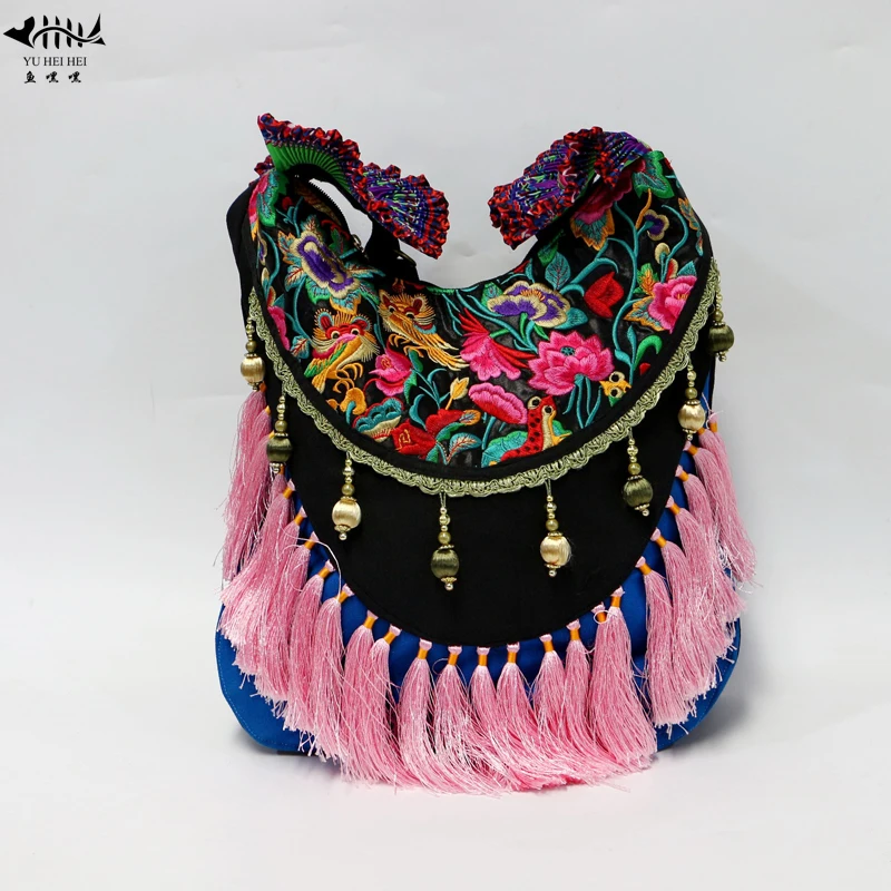 Vintage Embroidery Flower Bags Fringe Tassel Bohemian Bag Women Shoulder Crossbody Bags Gypsy ...