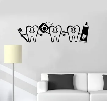 

Vinyl wall applique healthy teeth bathroom dental care dentist decorative sticker mural 2YC12