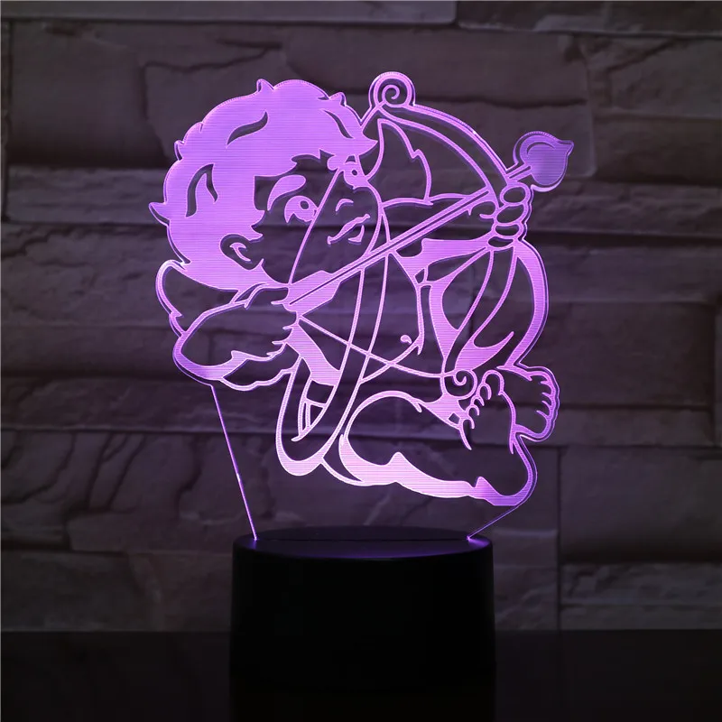 

3D LED Lamp Cupid bow and arrow bedside 7 Color Changing RGB Boy Child Kids Baby Birthday Gift USB 3D LED Night Light Decoration