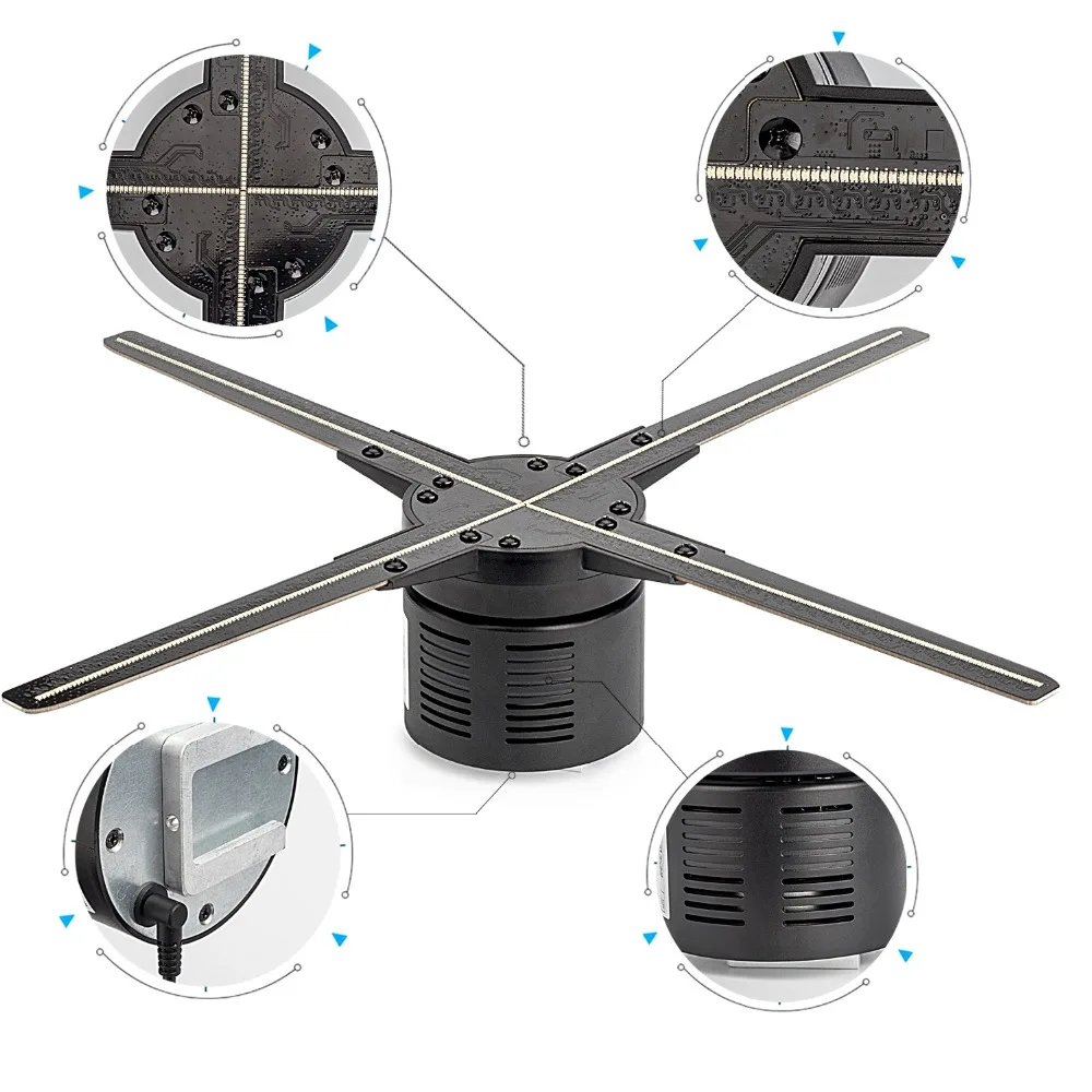50CM WIFI 3D Hologram Projector Fan Four Axil Design Video Projector Advertising Light APP Control LED Holographic Display 50CM WIFI 3D Hologram Projector Fan Four Axil Design Video Projector Advertising Light APP Control LED Holographic Display