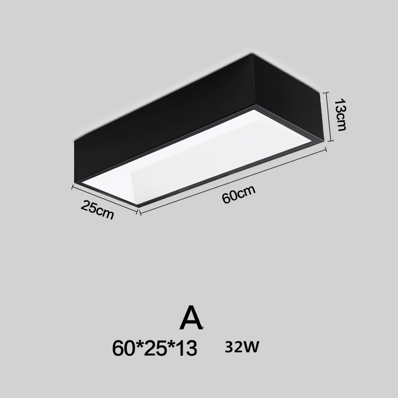 Квадратный белый/черный металлический блеск с регулируемой яркостью, светодиодные потолочные светильники DIY, комбинация, потолочный светильник, Светильники для внутреннего освещения - Цвет корпуса: black L60 W35cm 24W